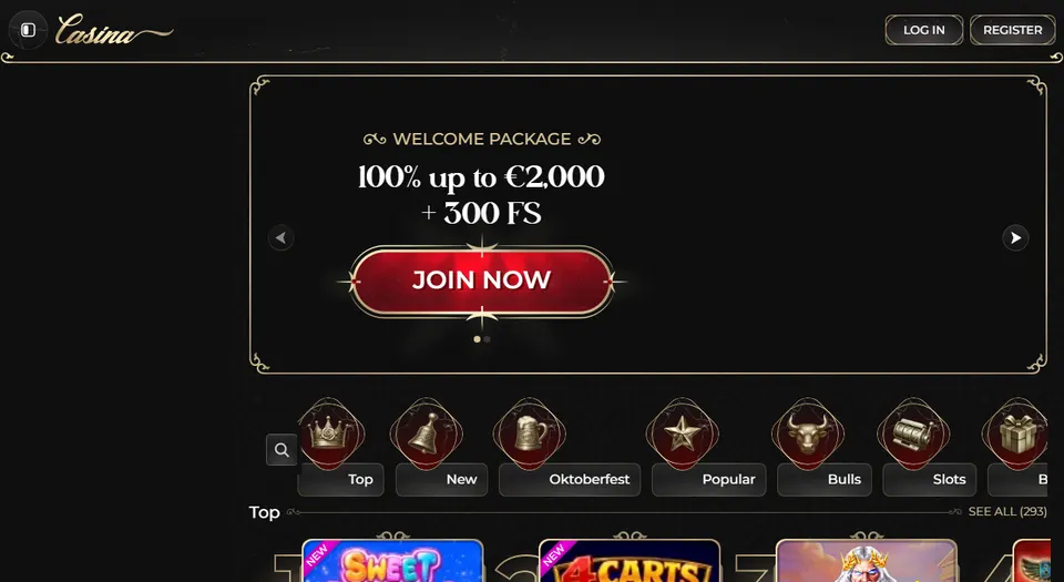 Homepage di Casina, casinò non AAMS