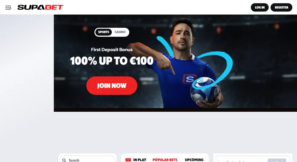 Homepage di Supabet, casinò non AAMS